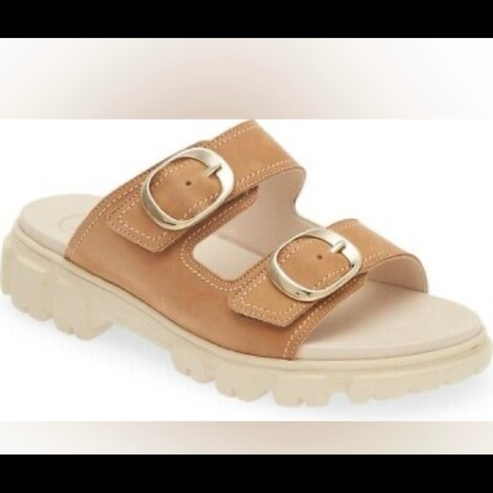 Paul Green Marina Slide Sandal Lug Sole Sisal Royal Nubuck